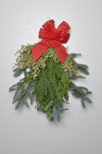 Door Swag w/ Natural Pinecones, Juniper, Incense Cedar, and Red Berries