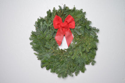 24" Noble Fir Wreath with Red Ribbon